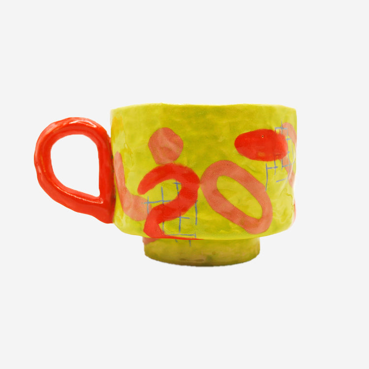 Lime Green Squiggle Mug by Emily Tarner