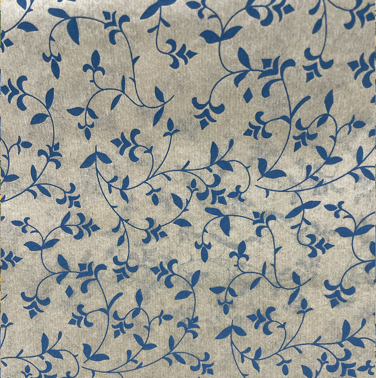 Chinese Clay Art - Underglaze Transfer Blue/White Flowers and Vines