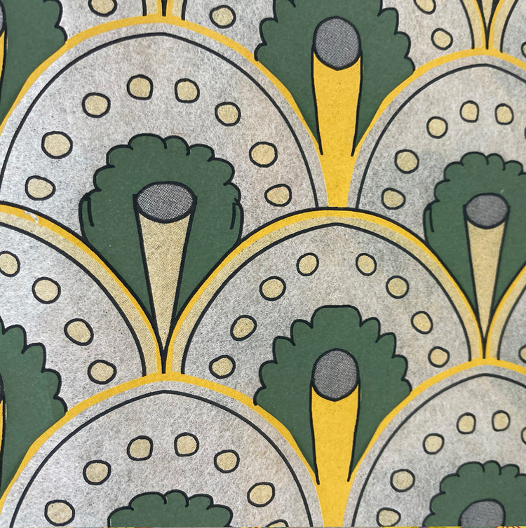Chinese Clay Art - Underglaze Transfer Green & Yellow Pattern - 1 sheet