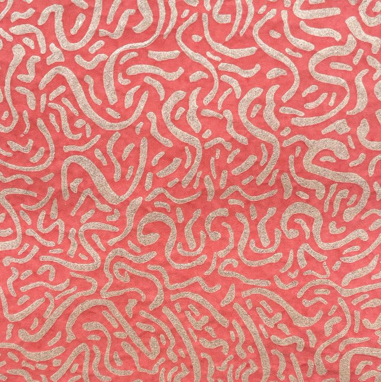 Chinese Clay Art - Underglaze Transfer Red Squiggly Pattern - 1 sheet