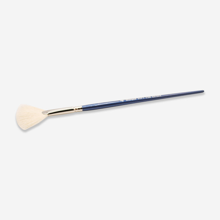 The Mayco #4 is a soft, fan shaped, loose structured hairs are great for blending glazes, smoothing out drips and softening edges.