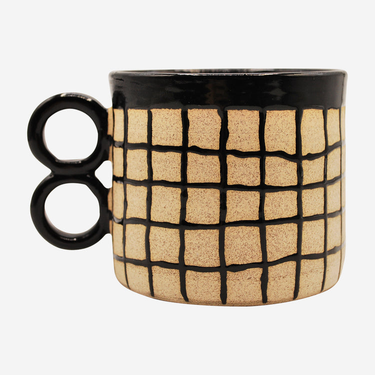 Grid Ring Mug in Black by Natalie Cassidy