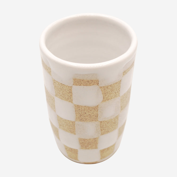 Checkered Tumbler in White by Natalie Cassidy