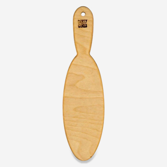 11 inch by 3 inch wooden oval shaped paddle for shaping leather hard work.