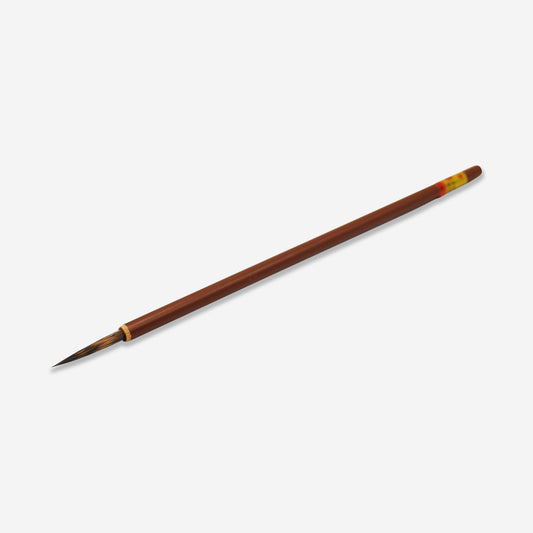 This detail brush is a small, fine line Sumi brush that works great for painting detailed work with underglaze.