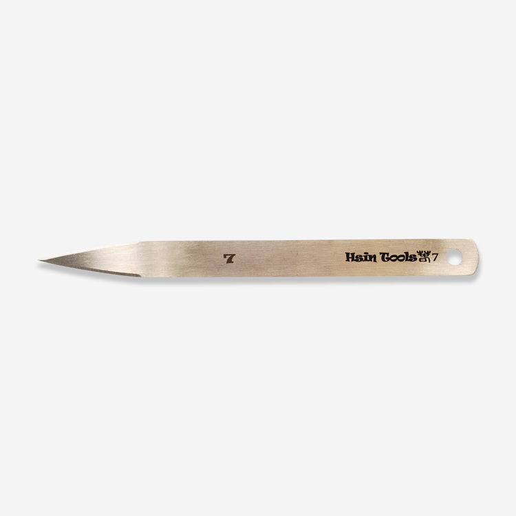 The #7 stainless steel tool has a wider tapered head for cutting and carving wet and leather hard clay.