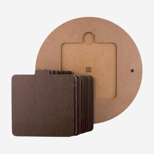 Square bat insert system with master and 10, 6.5" diameter inserts.