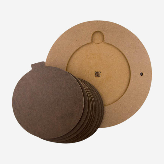 Round bat insert system with master and 10, 7.5" diameter inserts.