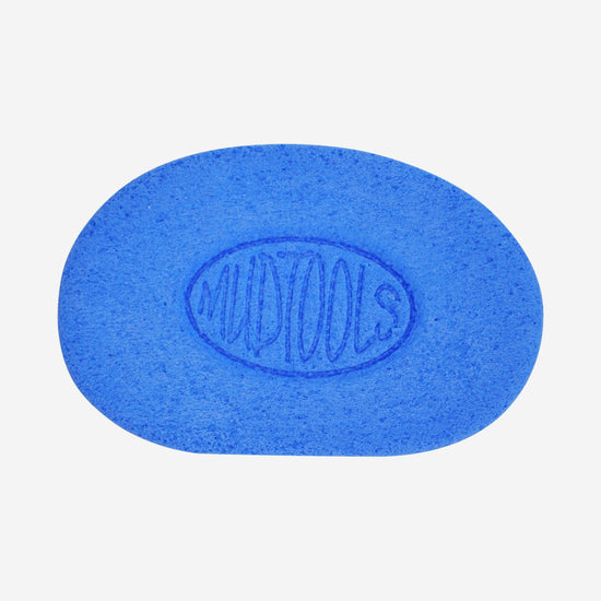 Blue mudsponge is a very durable and absorbant synthetic sponge shaped like a potters rib that is used for multi-purposes.