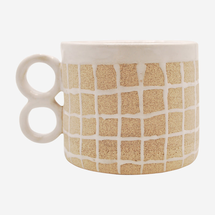 Grid Ring Mug in White by Natalie Cassidy
