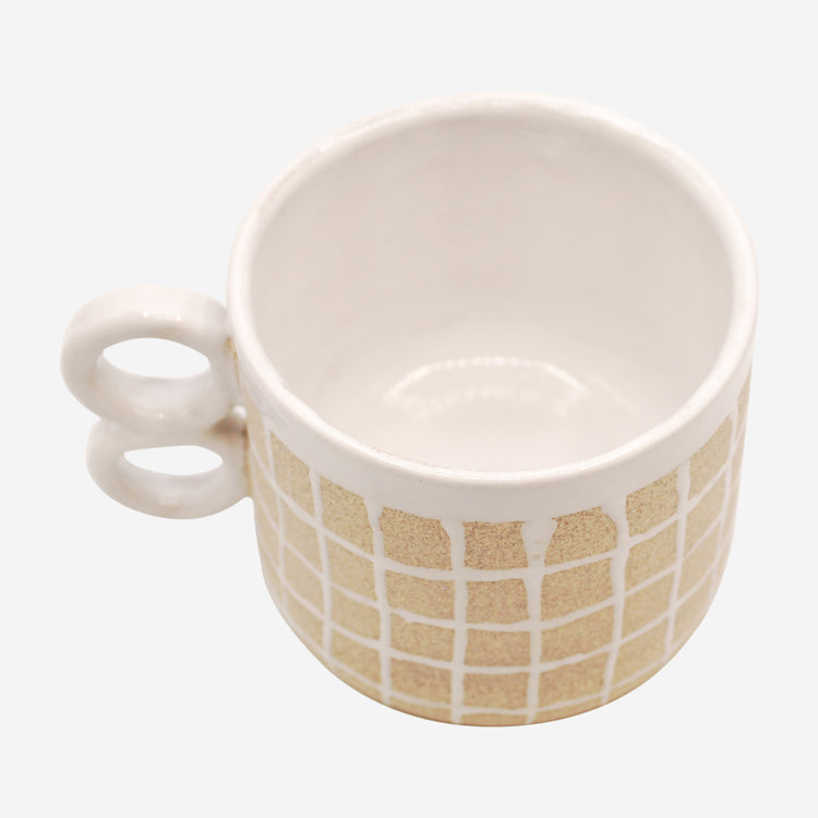 Grid Ring Mug in White by Natalie Cassidy