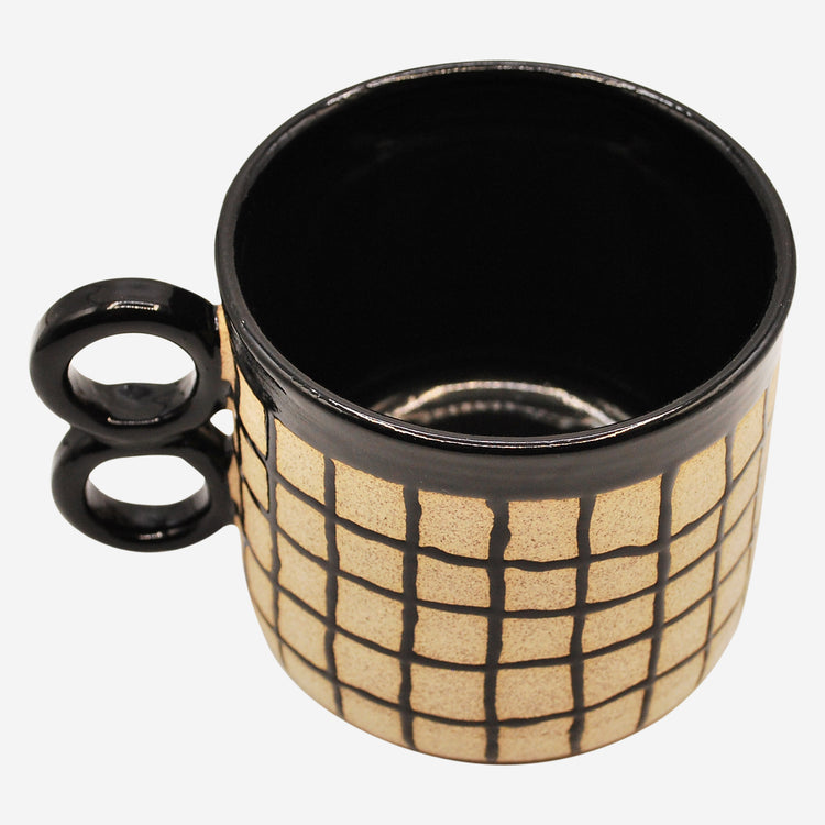 Grid Ring Mug in Black by Natalie Cassidy