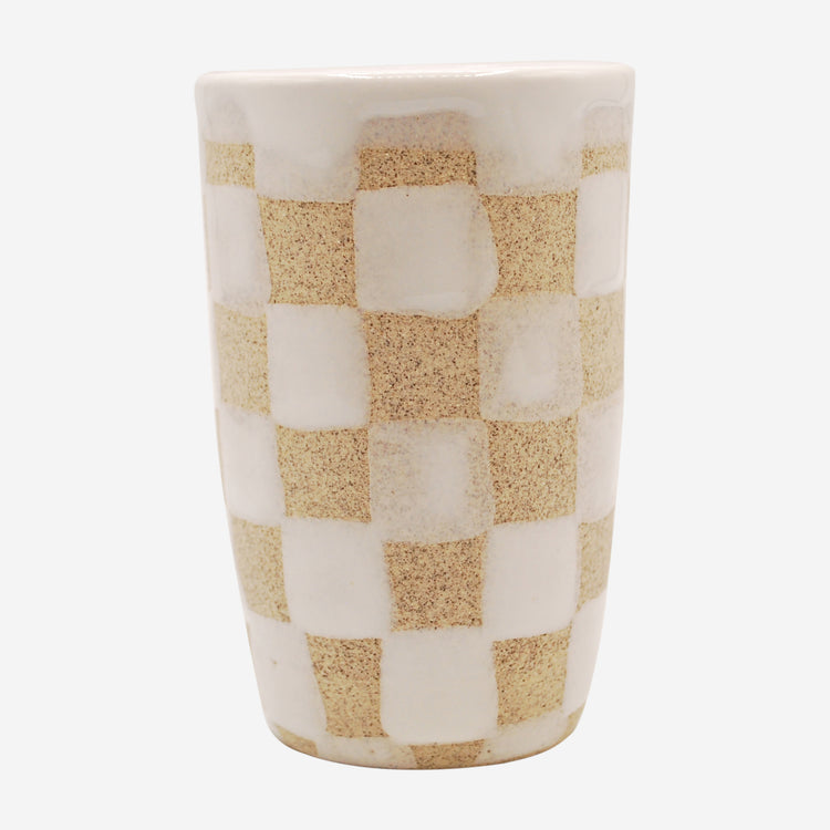 Checkered Tumbler in White by Natalie Cassidy