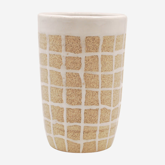 Grid Tumbler in White by Natalie Cassidy